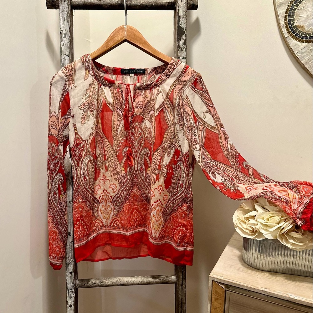 EUC Rose & Olive Shear Blouse